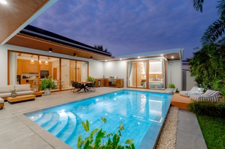 พูลวิลล่าหัวหินติดตั้งโซลาร์เซลล์ 5kW ขายบ้านพูลวิลล่าหัวหินใกล้ทะเลโฉนดครุฑแดง นวัตกรรมประหยัดไฟ